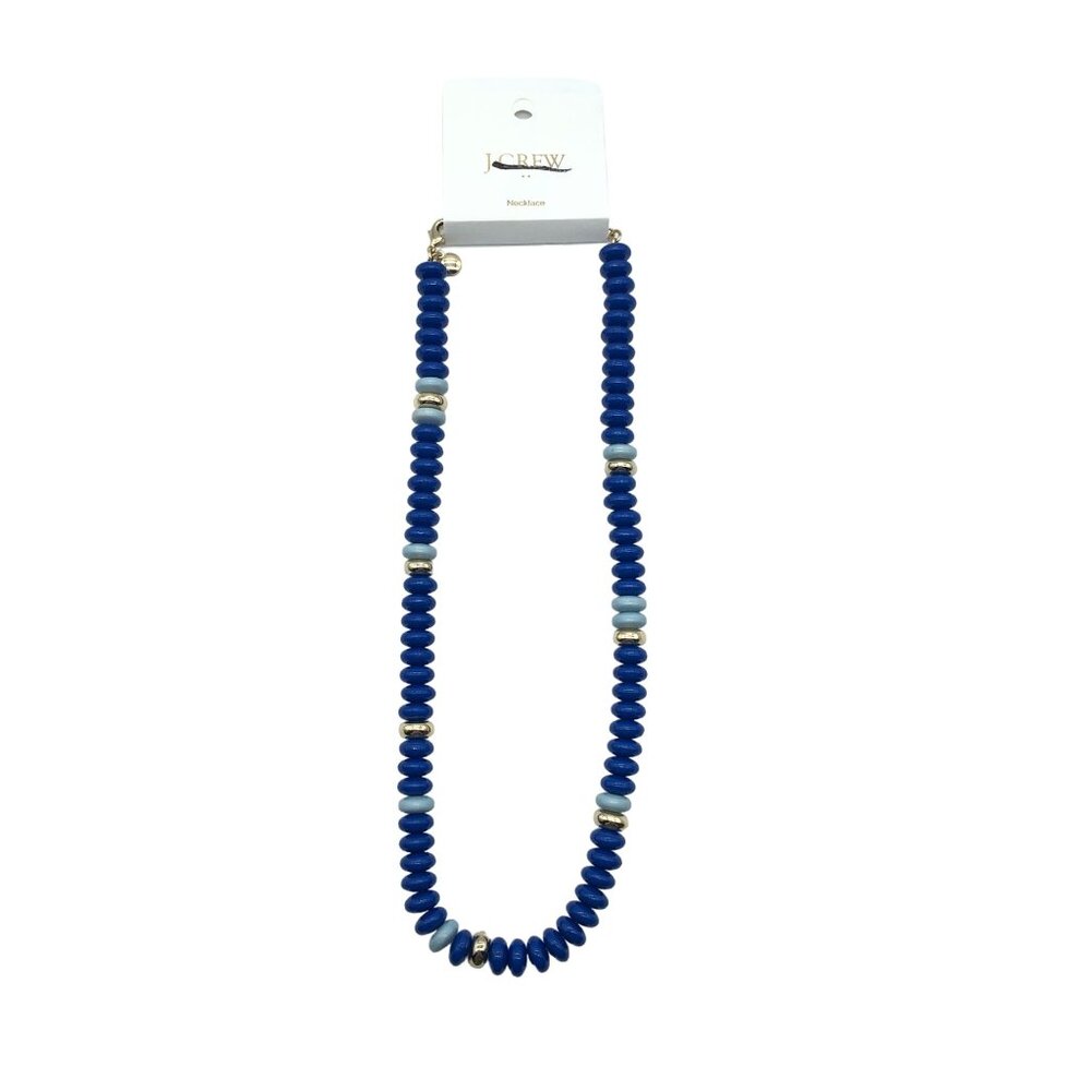 J.Crew Factory Blue & Gold Chunky Beaded Necklace